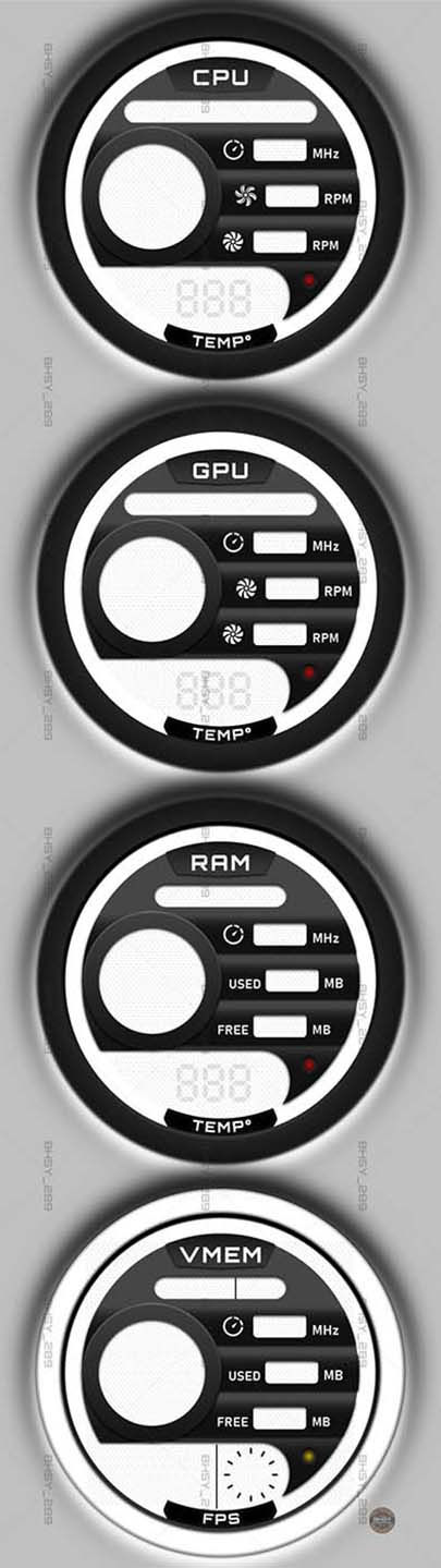 Thumbnail: 44-AIDA64 Sensor Panel Skin with Backlight Color (Black/White) 720x2560