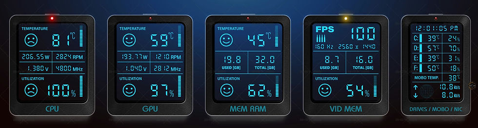 Thumbnail: 55-AIDA64 Smiley Sensor Panel skin (Blue) 1920x515
