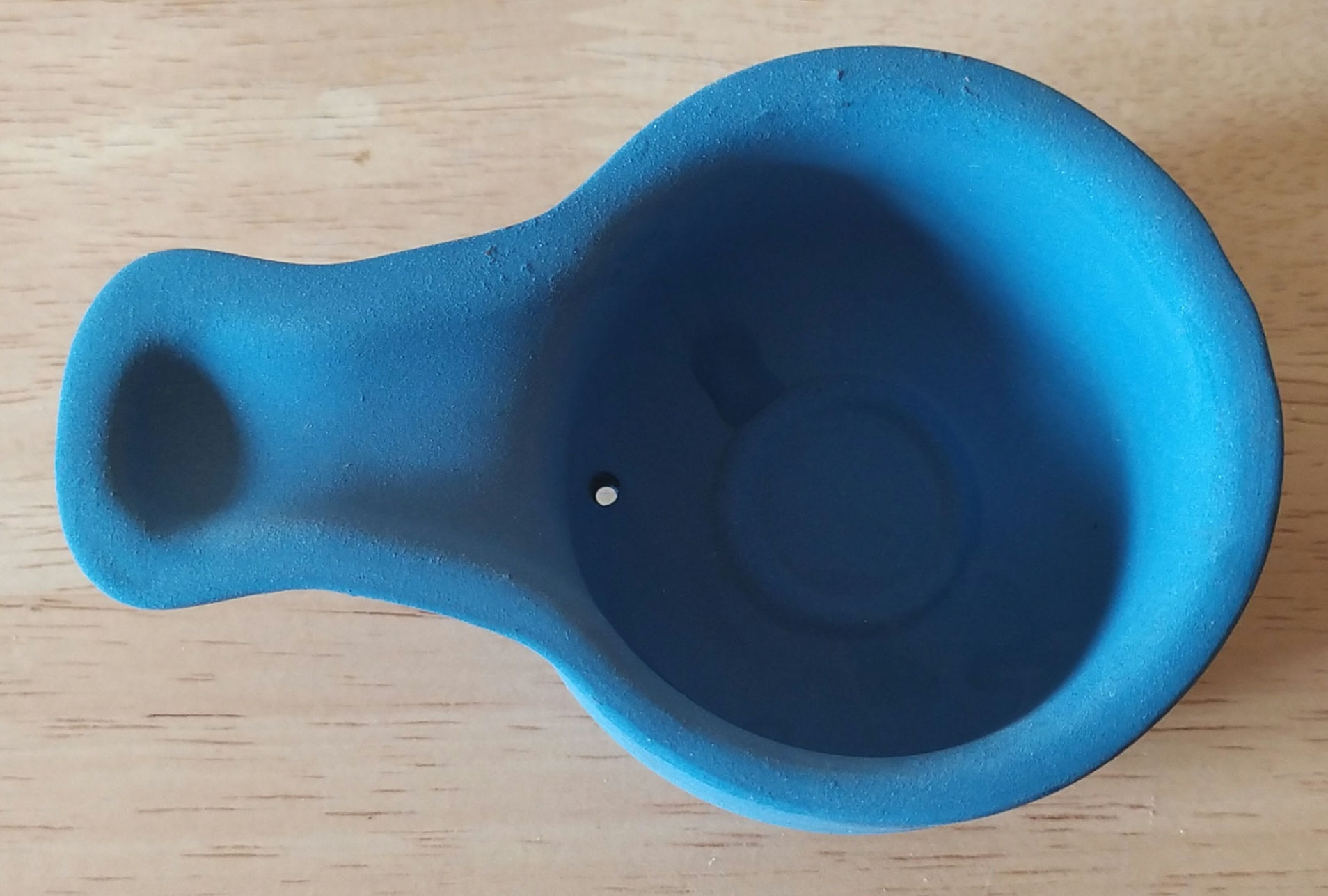 Brûleur d'encens bleu en terre cuite + 1 rouleau de 10 charbons