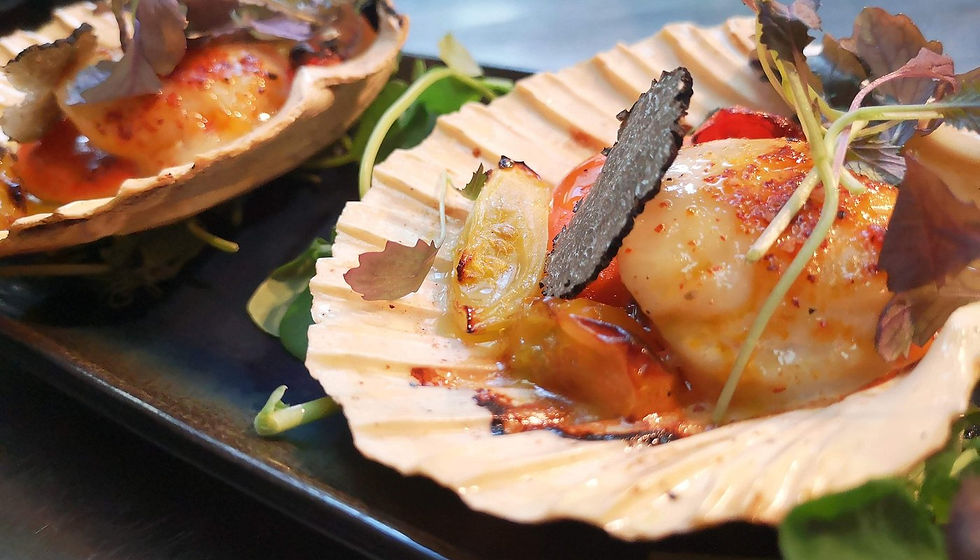 Seafood served at Le Petit Monde, near our Holiday Let in Devon