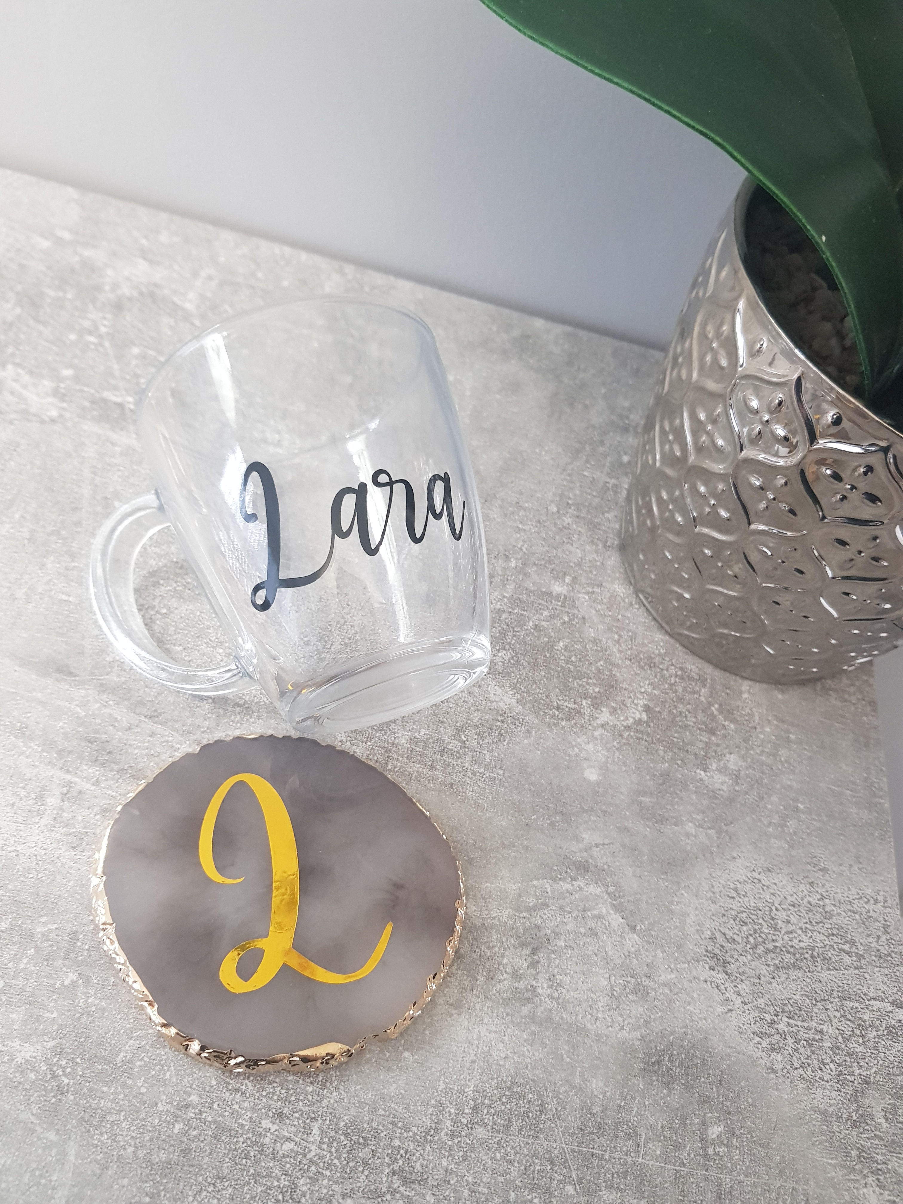 Glass mug & coaster set 