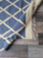 Thumbnail: Cross current: blue and beige checkered Kilim rug