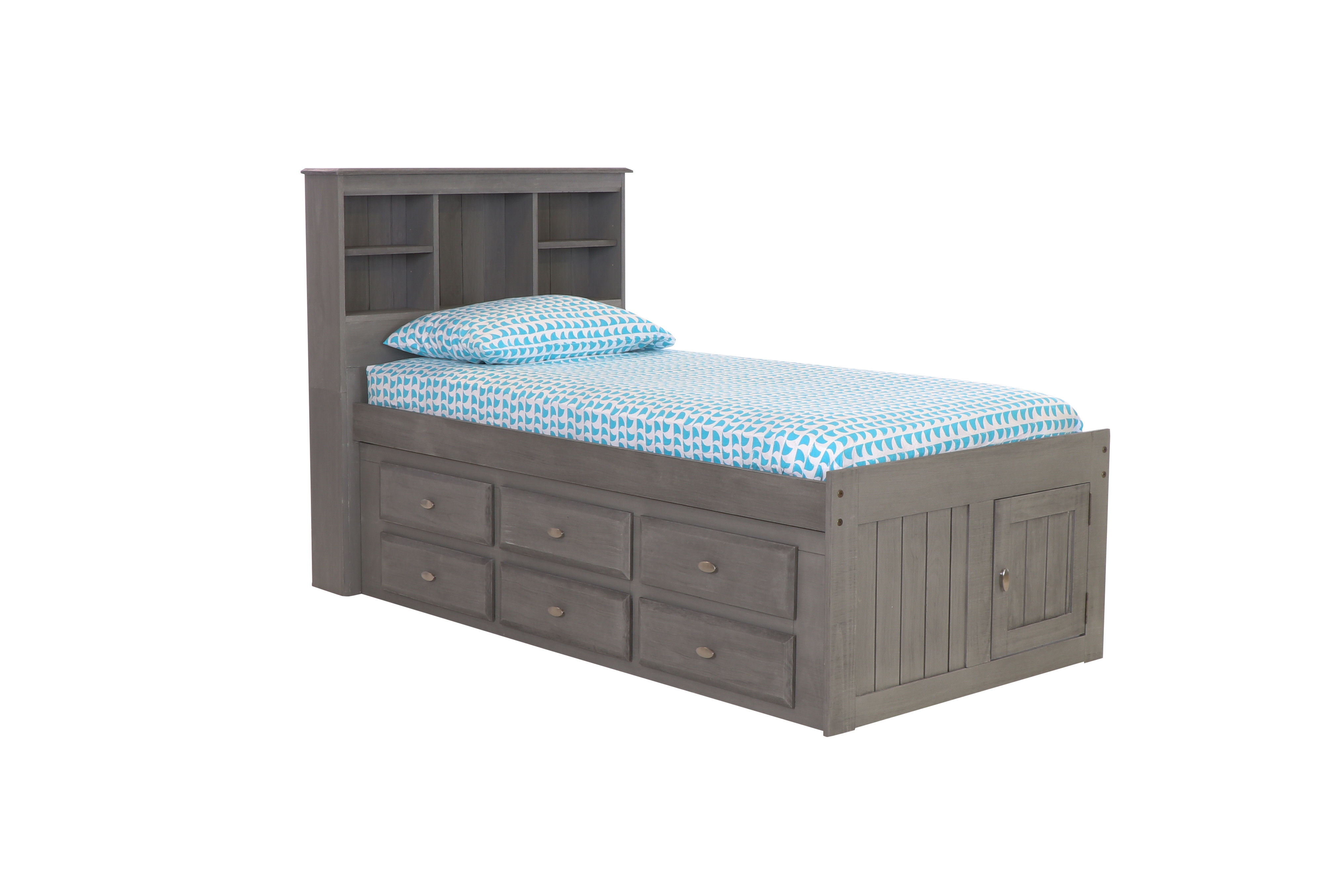 Twin Bookcase Captains Bed Charcoal