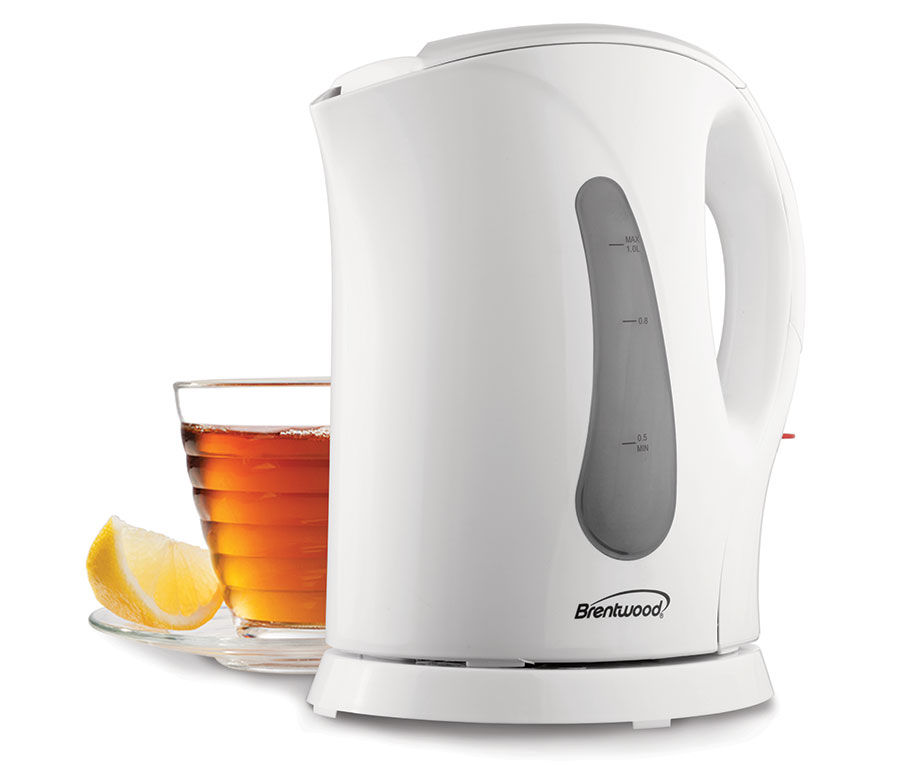 Brentwood KT-1610 BPA Free 1L Cordless Electric Kettle, White
