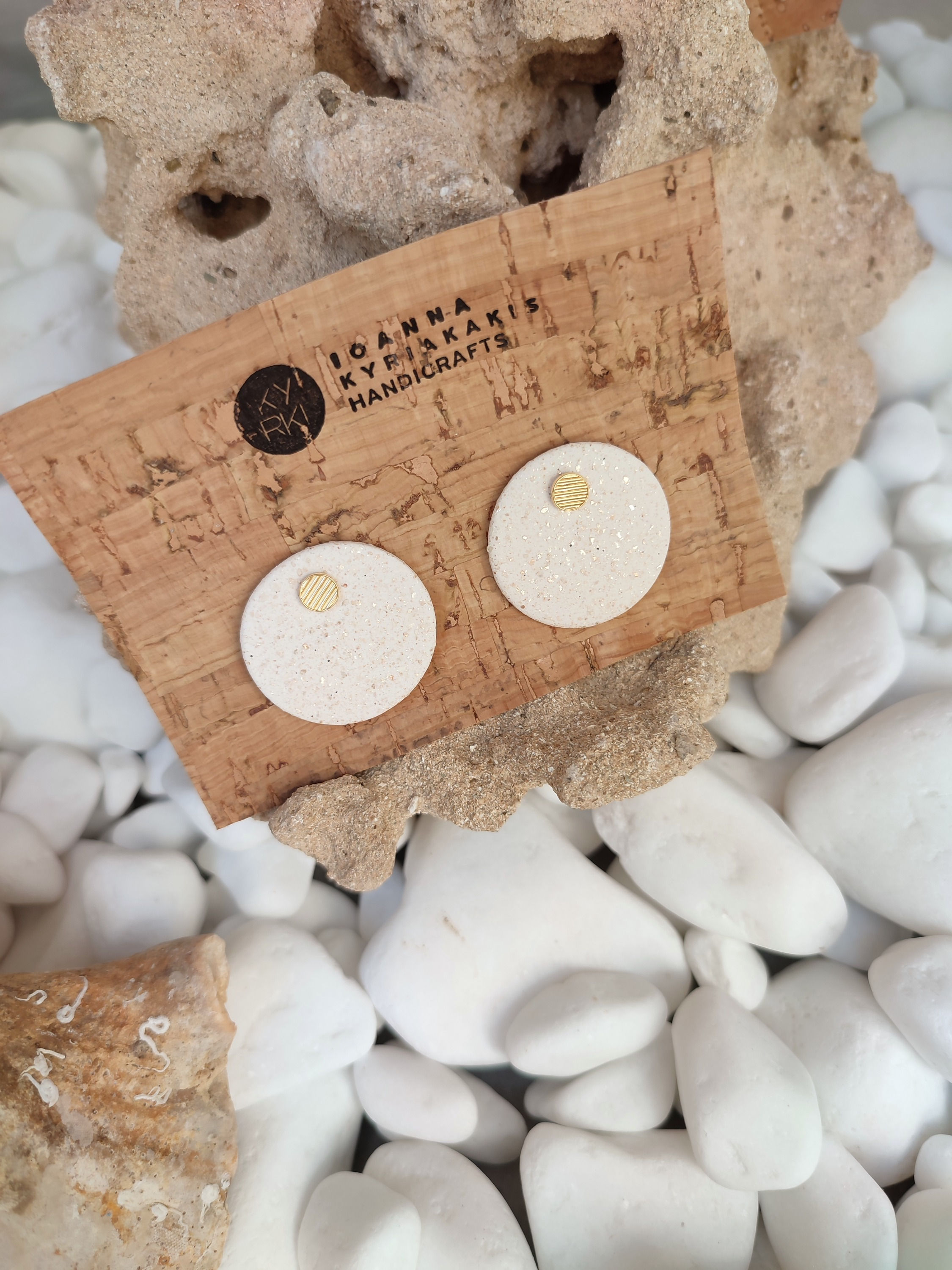 Ceramic Circle in Circle Earrings - The Sand Collection