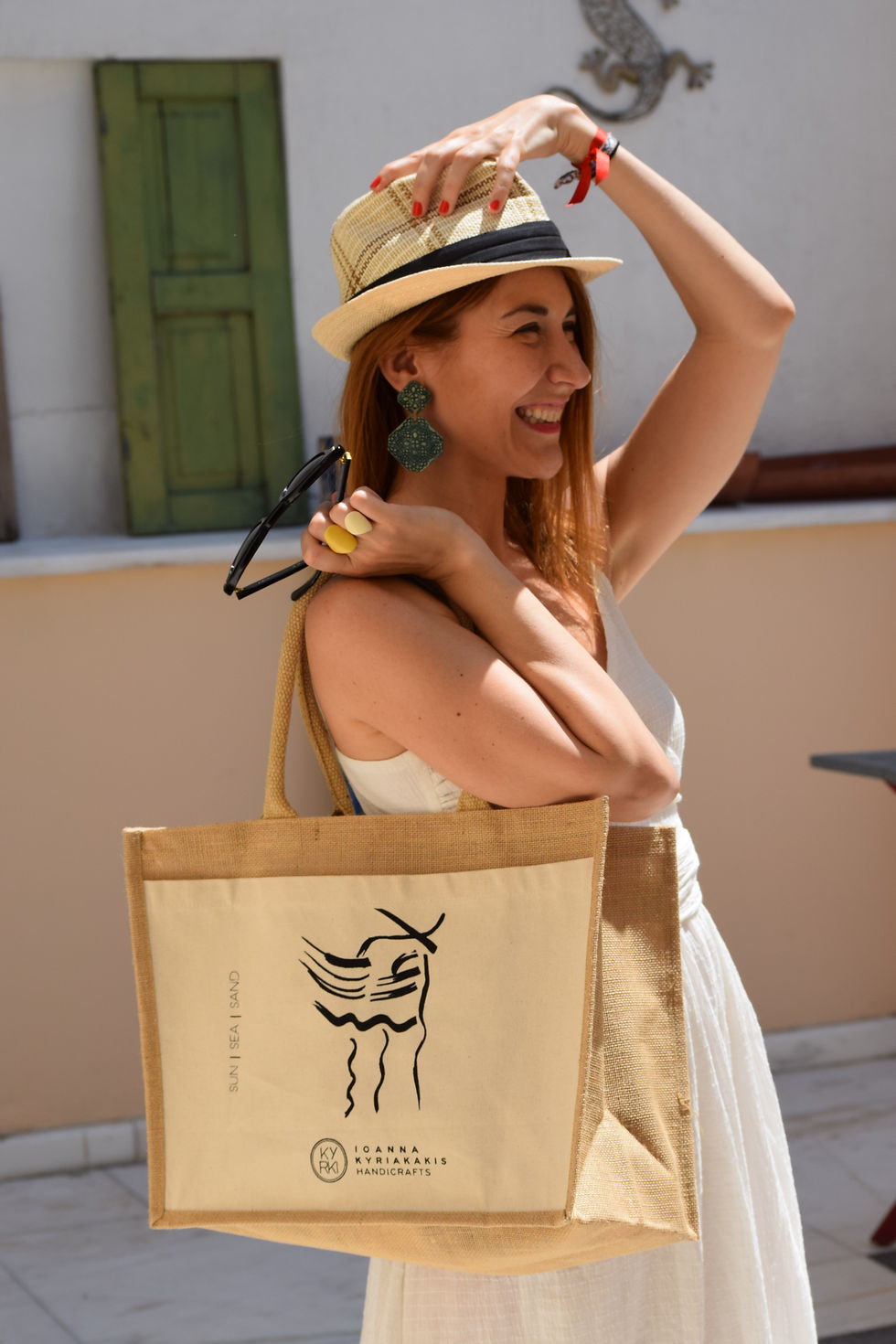 Thumbnail: JUTE-CANVAS COTTON BAG Aegean Breeze
