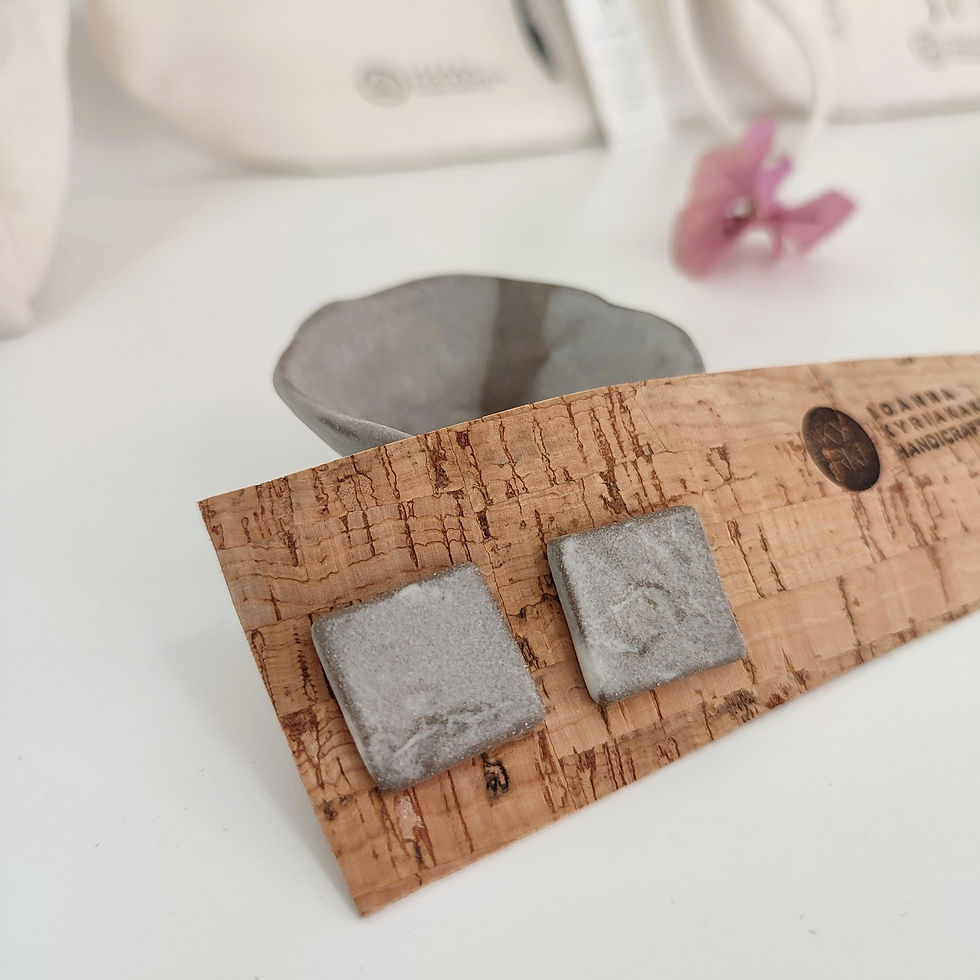 Thumbnail: Grey Ceramic Square Earrings
