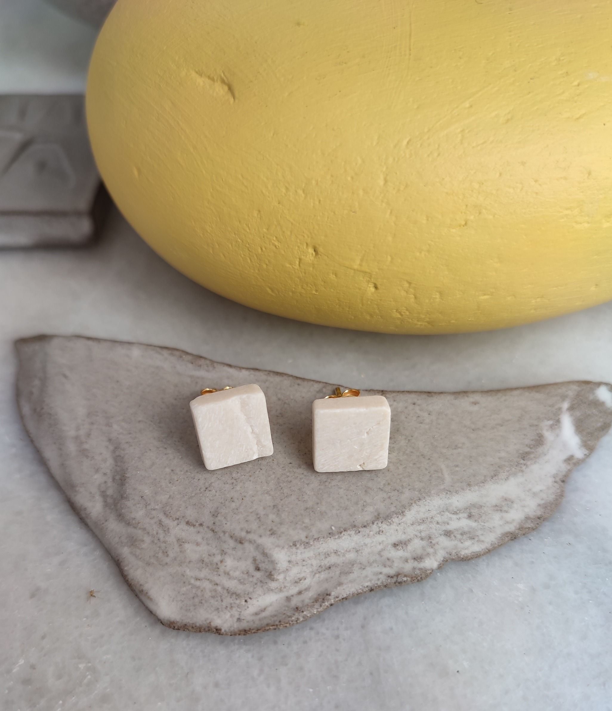 Beige Marble Earrings