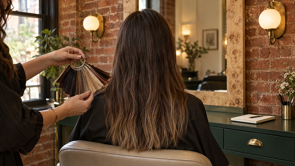 How much does color correction cost: color consultation with swatch ring at Aura Hair Studio in Pittsburgh