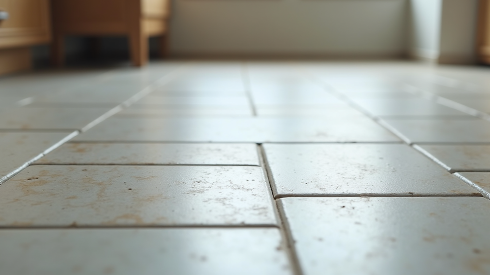 Close-up view of ceramic tile floor with grout lines