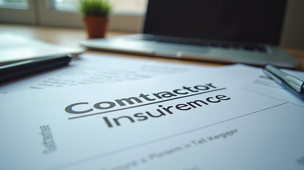 Close-up view of a contractor’s license and insurance documents on a desk