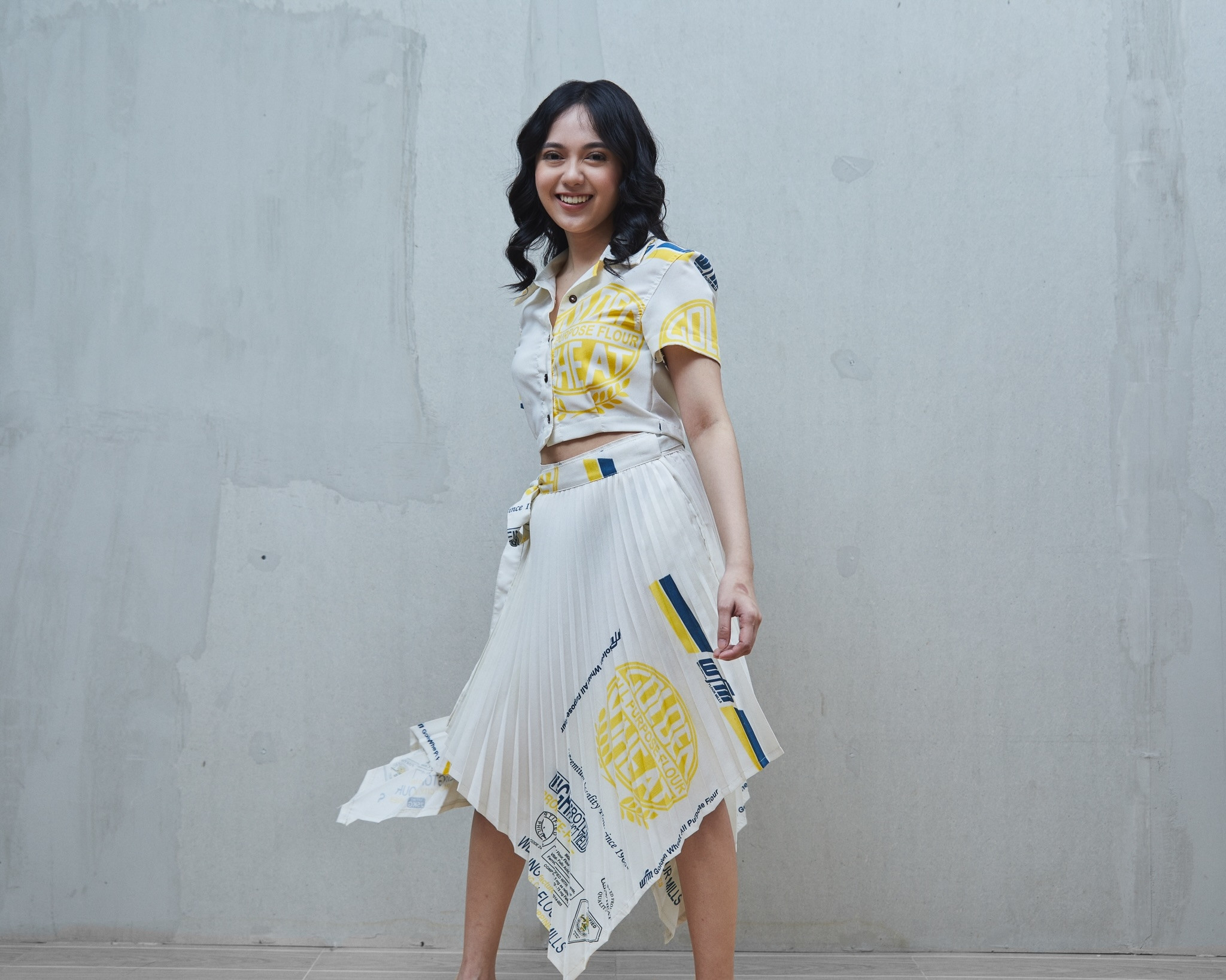 Golden Wheat Pleated Skirt