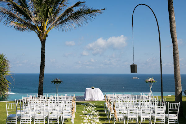 Clifftop wedding ceremony set-up in Uluwatu, Bali.