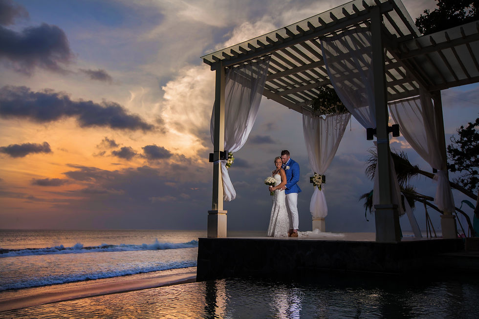 Celebrating their wedding at The Seminyak Beach Resort, Bali