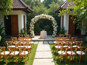 Garden wedding set-up at a private villa in Canggu, Bali