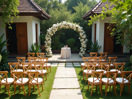 Garden wedding set-up at a private villa in Canggu, Bali