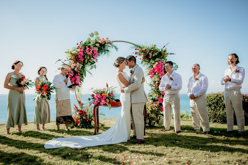 Wedding ceremony overlooking the ocean at Villa Bayuh Sabbha, Ungasan, Bali
