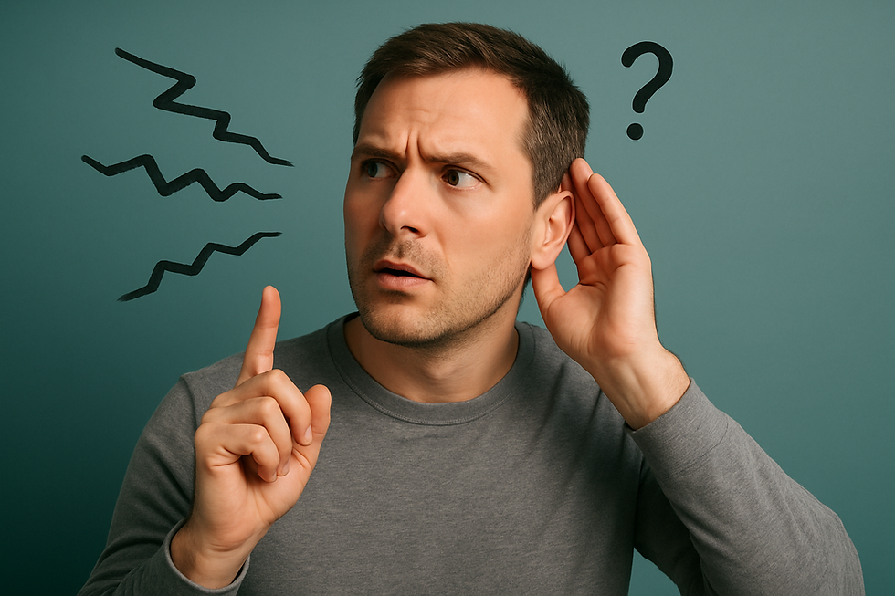 hombre con dificultad para localizar sonidos debido a pérdida unilateral