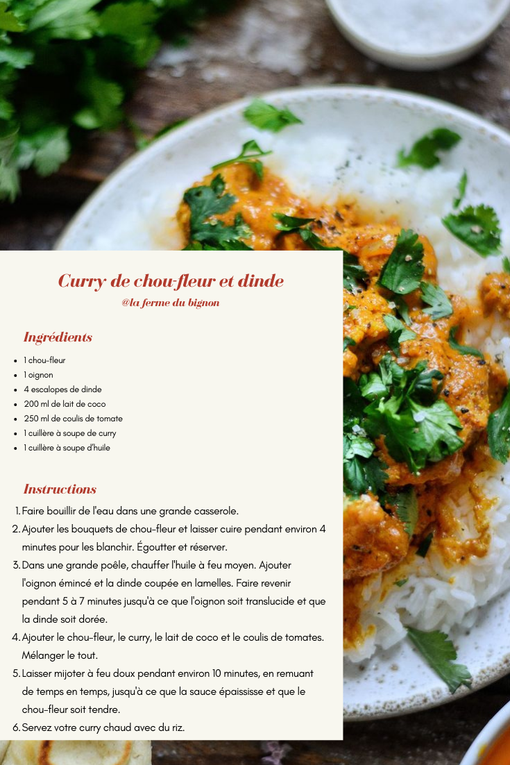Recette de curry de chou-fleur et dinde