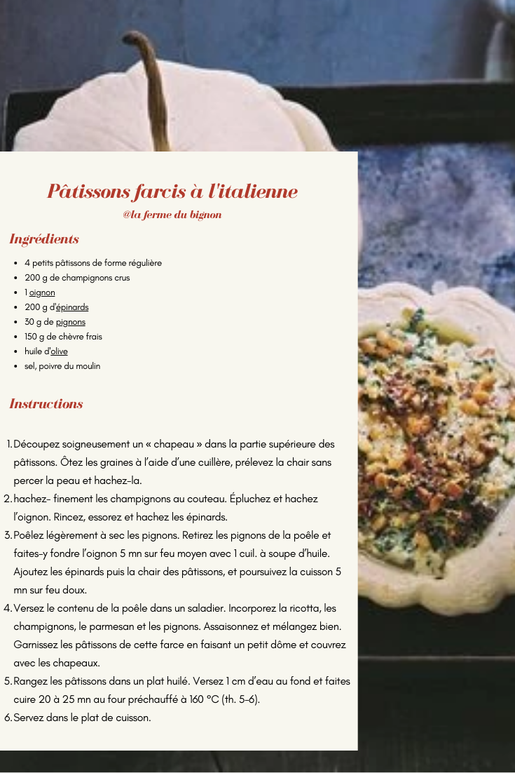 Recette de pâtisson farcis à l'italienne