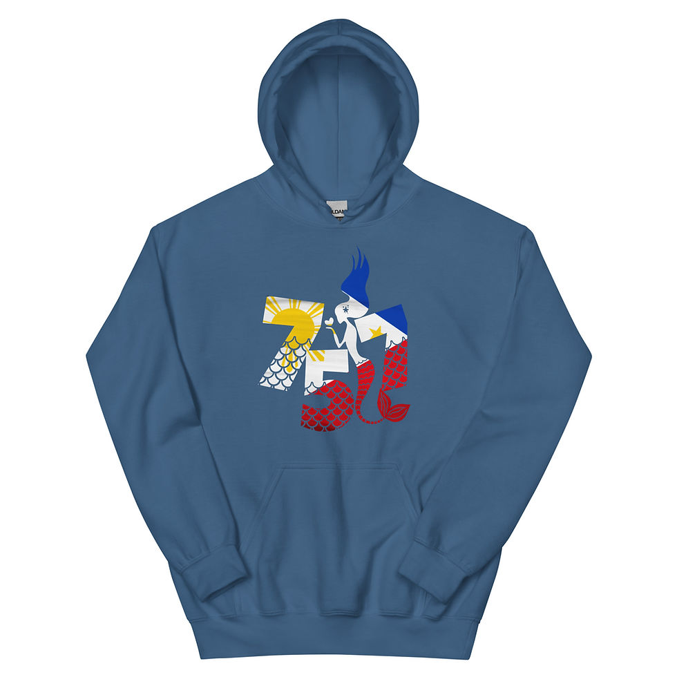 Thumbnail: 757 Area Code Mermaid With Philippine Flag Unisex Hoodie