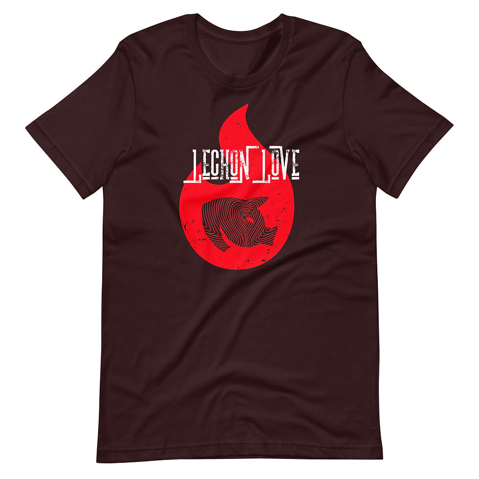 Thumbnail: Unisex Lechon Love Fire With Pig Head Silhouette With Inlayed Heart Pattern