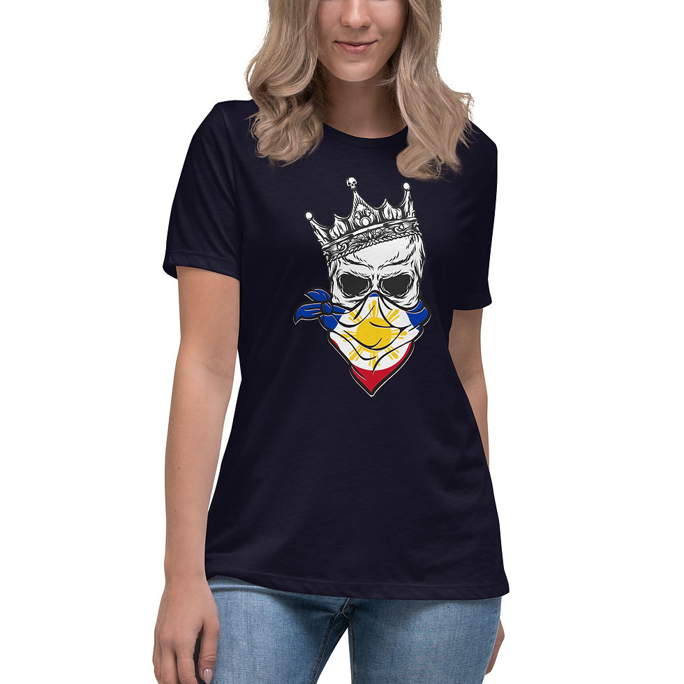 Thumbnail: Womens Crowned Skull Filipino Flag Face Bandana