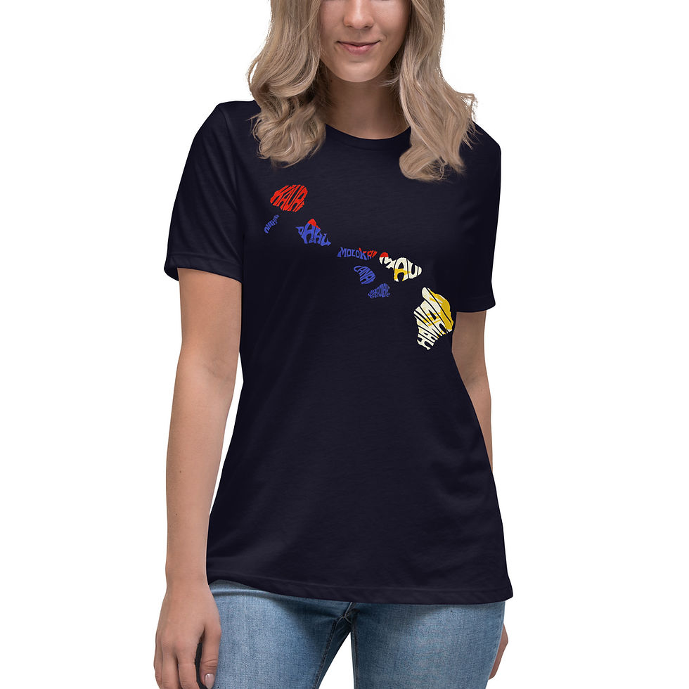 Thumbnail: Womens Hawaii State Shape Typography with Philippine Flag Inside