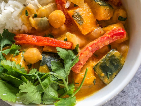 Coconut Curry Kabocha Squash with Chick Peas