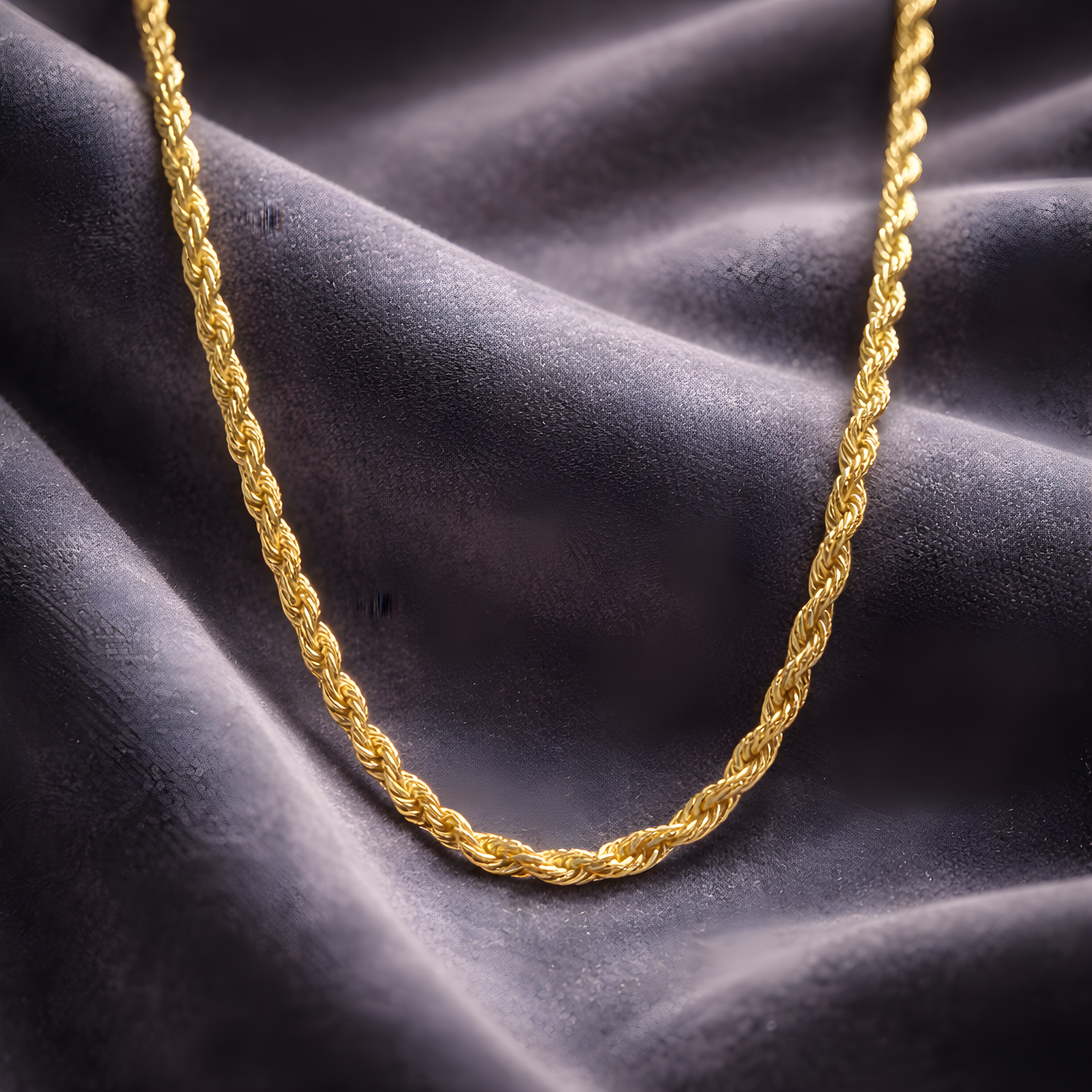 Halat Tasarımlı Burgu 1mm 60cm Zincir Kolye Gold