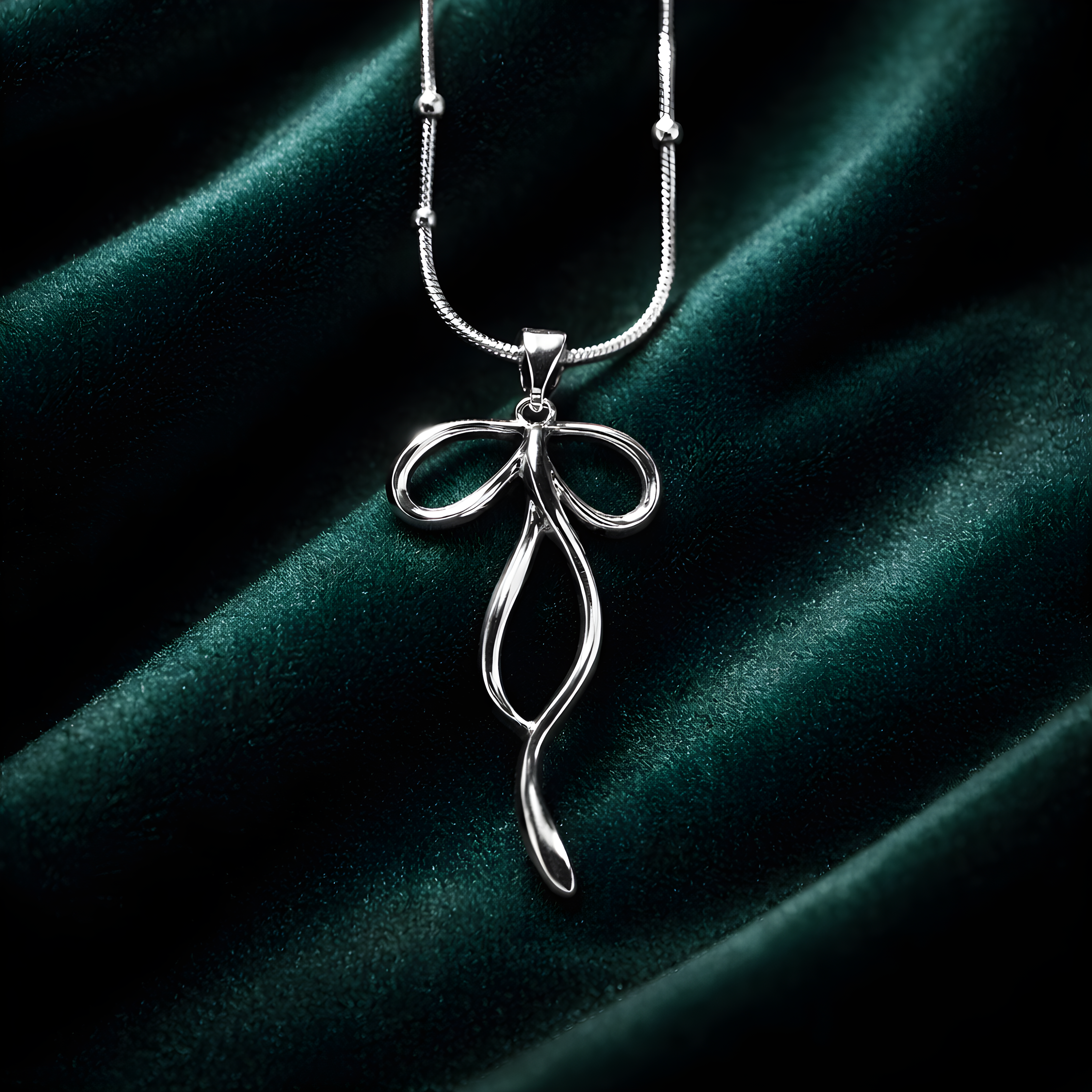 Kurdele Tasarımlı Sade Kolye Silver