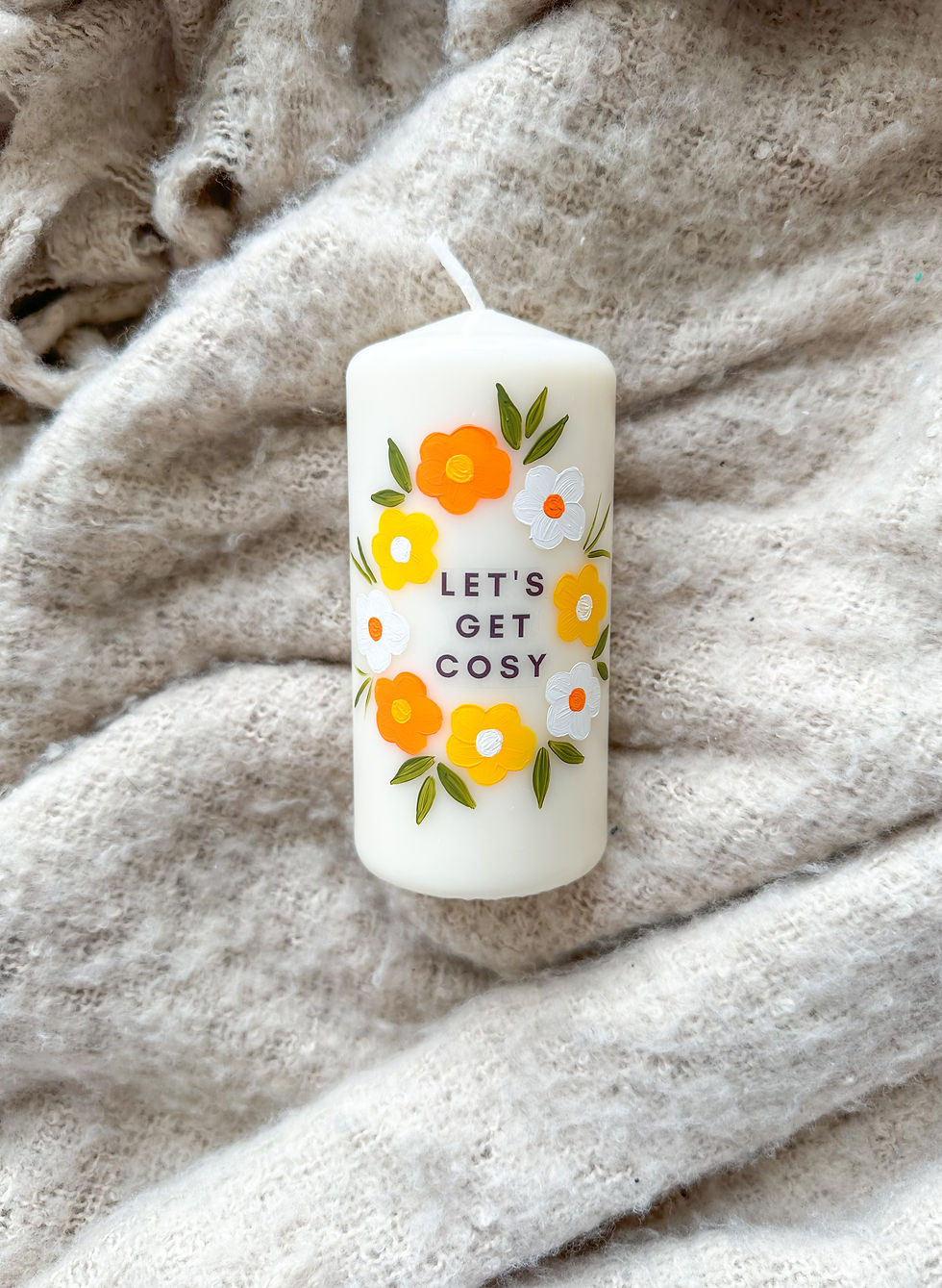 Thumbnail: Let's get cosy - Hand Painted Pillar Candle