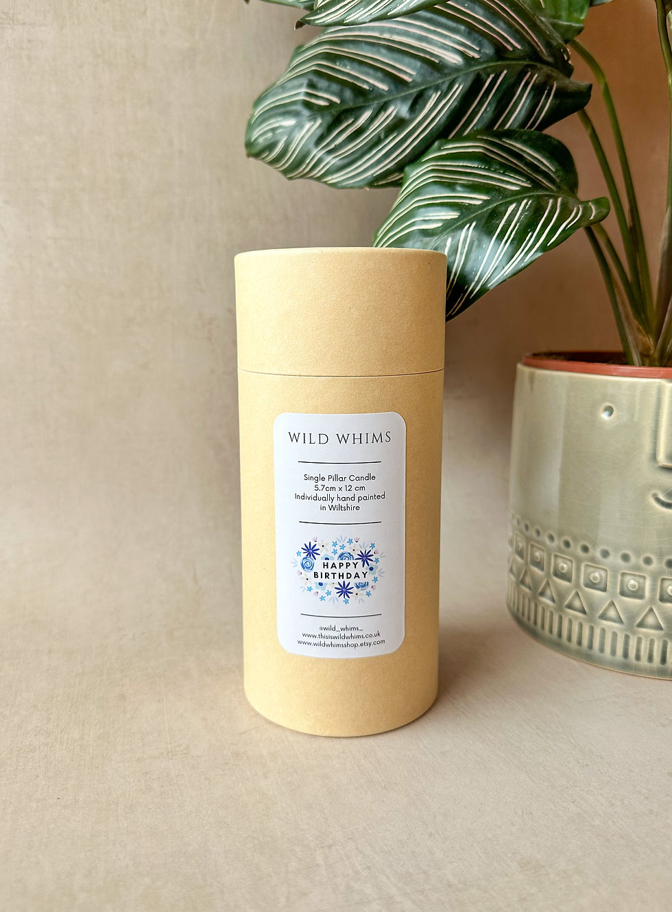 Thumbnail: Happy Birthday - Hand Painted Pillar Candle