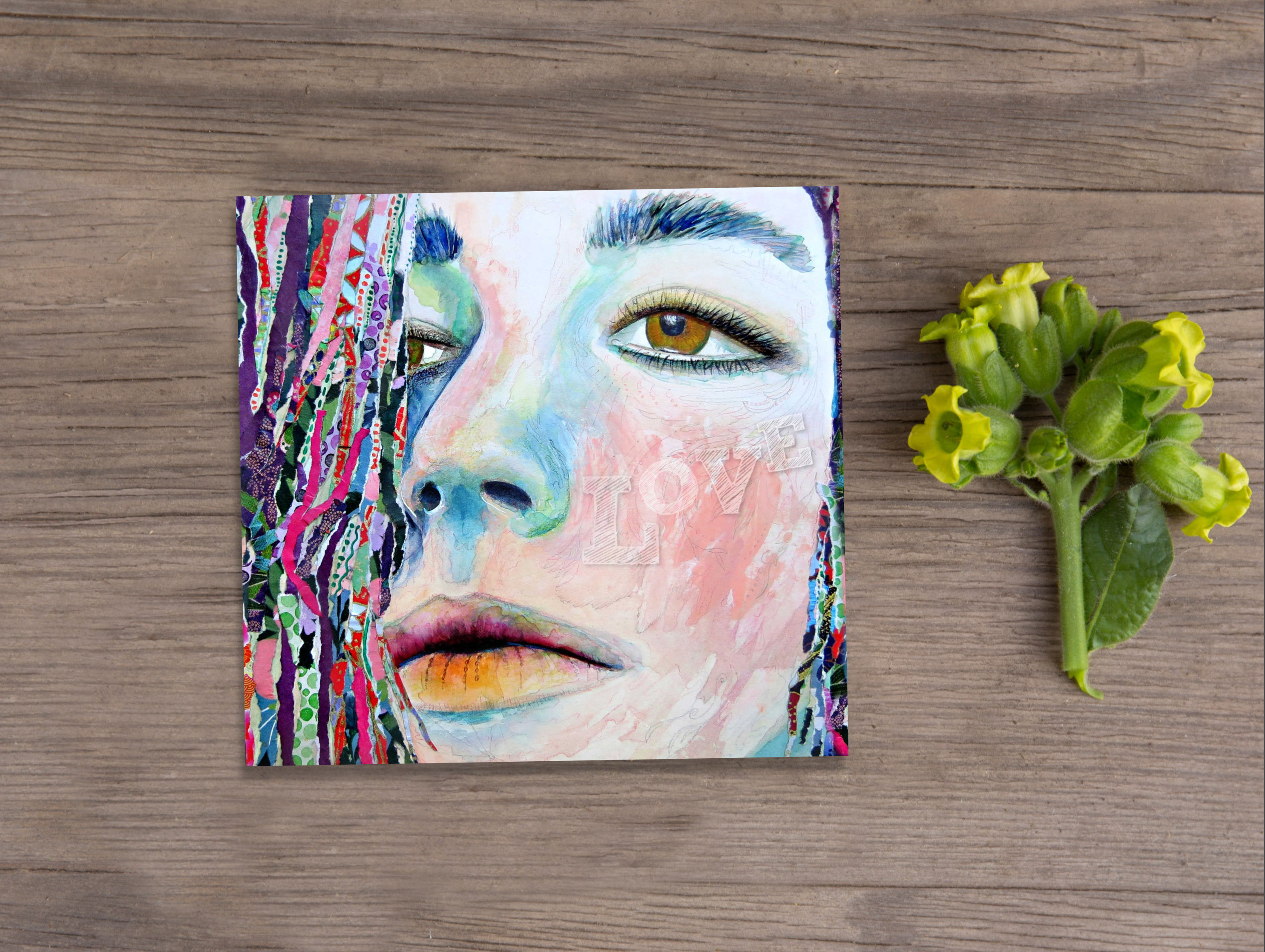 Mixed Media portrait art print - 'Love'