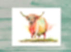Colorful Highland cow art print
