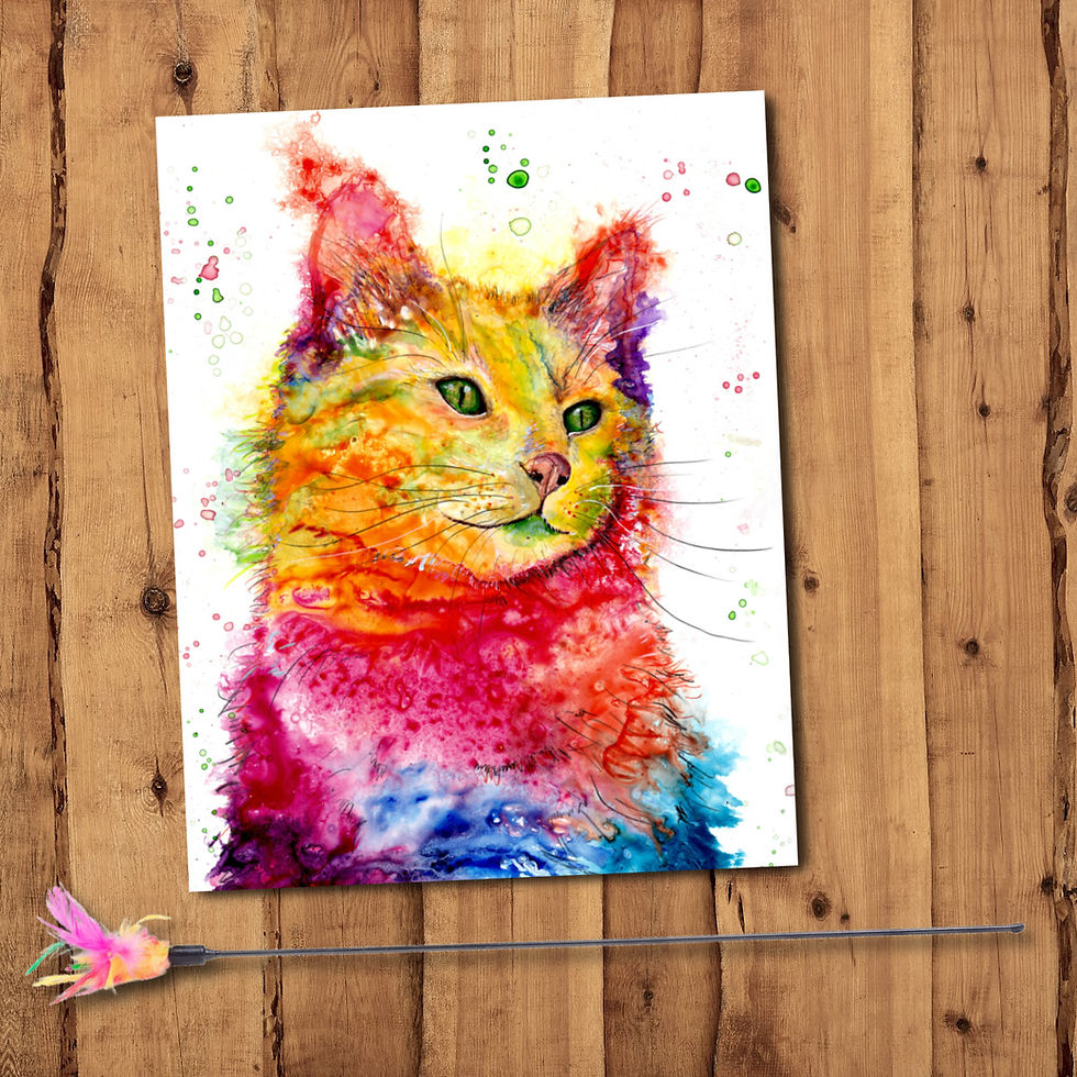 Colorful cat art print