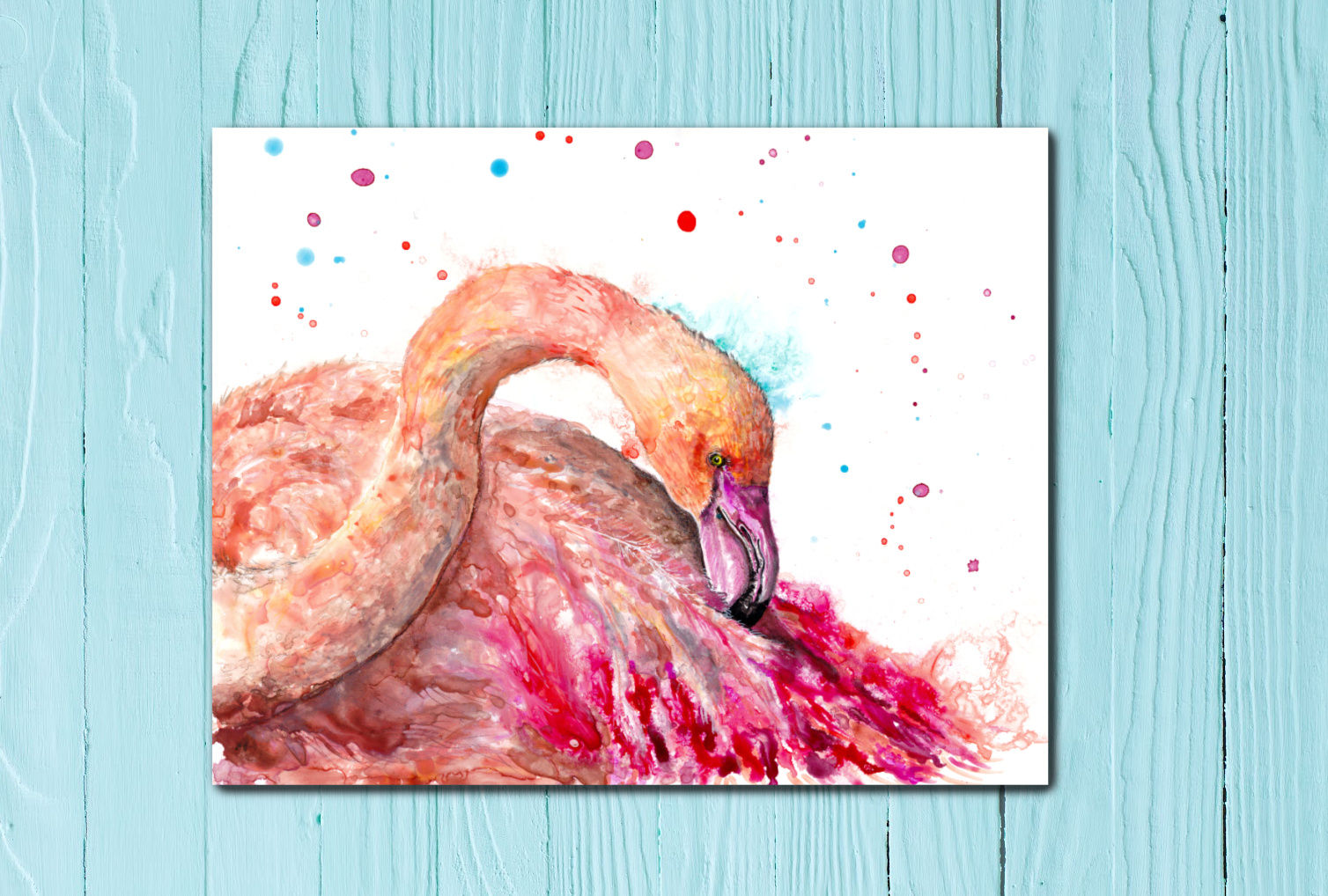 Colorful Flamingo portrait art print