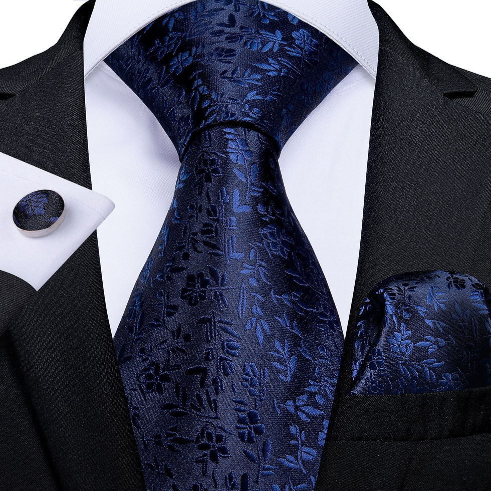 Thumbnail: Men's Assorted Blue Silk Neck Ties Hanky + Cufflinks Set