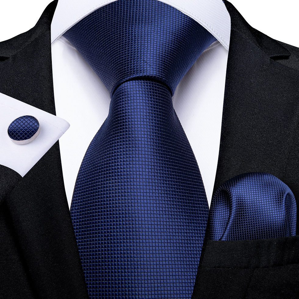 Miniature : Men's Assorted Blue Silk Neck Ties Hanky + Cufflinks Set