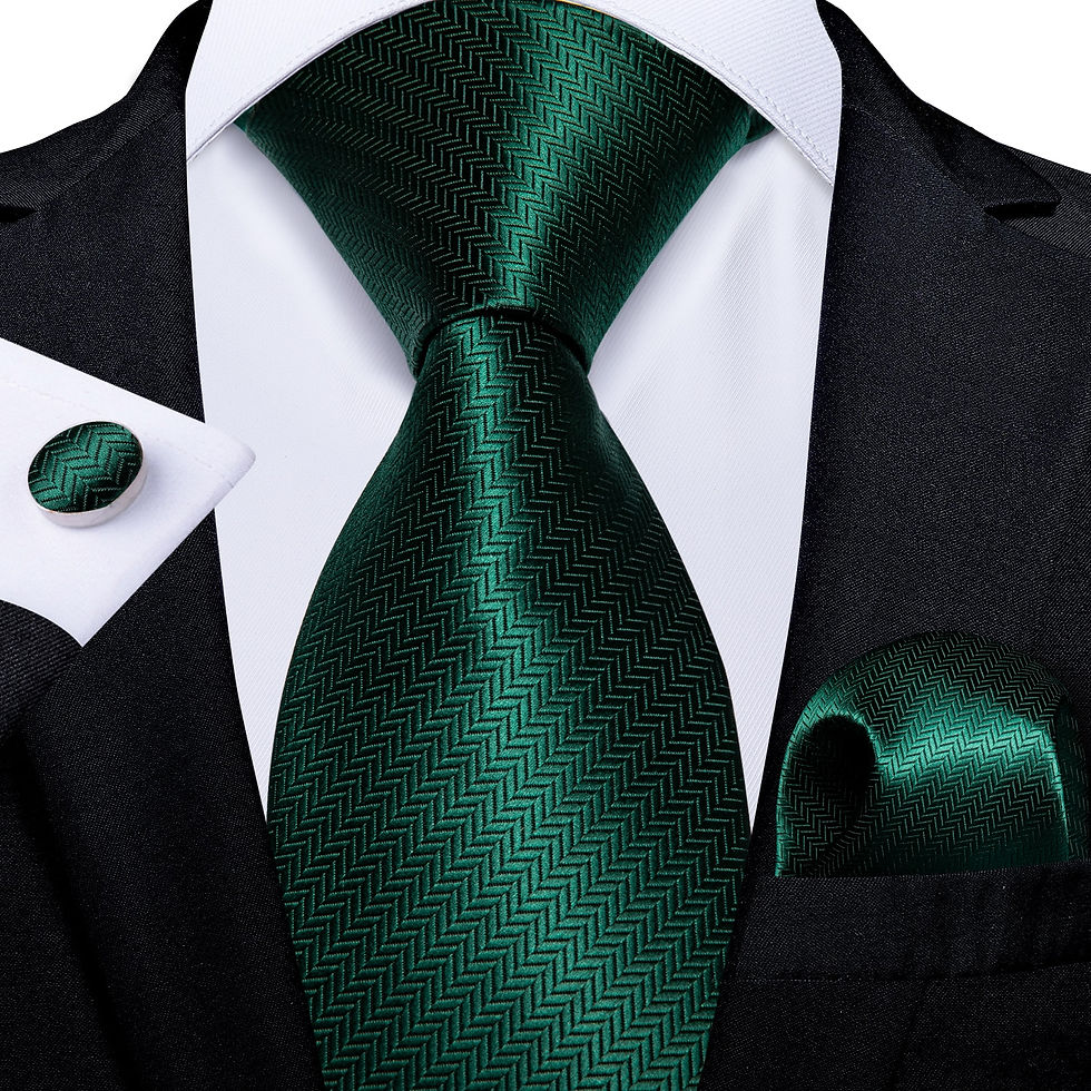 縮圖：DiBanGu Men's Silk Novelty Hanky Cufflink + Tie Set