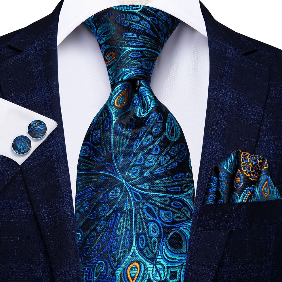 الصورة المصغرة: Men's Luxury Green Necktie Hanky + Cufflink Set