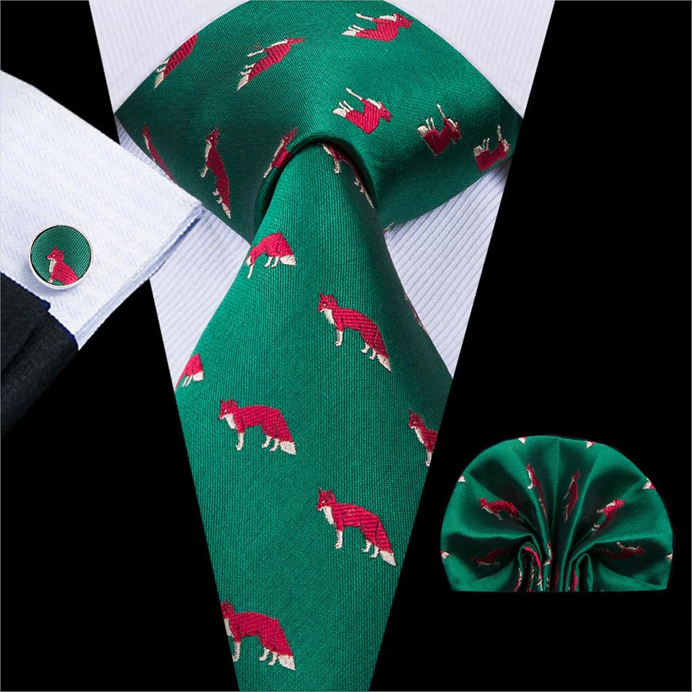 縮圖：Men's Luxury Green Necktie Hanky + Cufflink Set