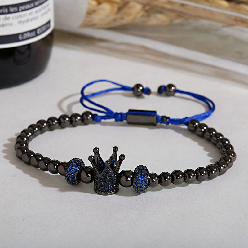Miniature : Men's Luxury Blue Crown Weaving Bracelet