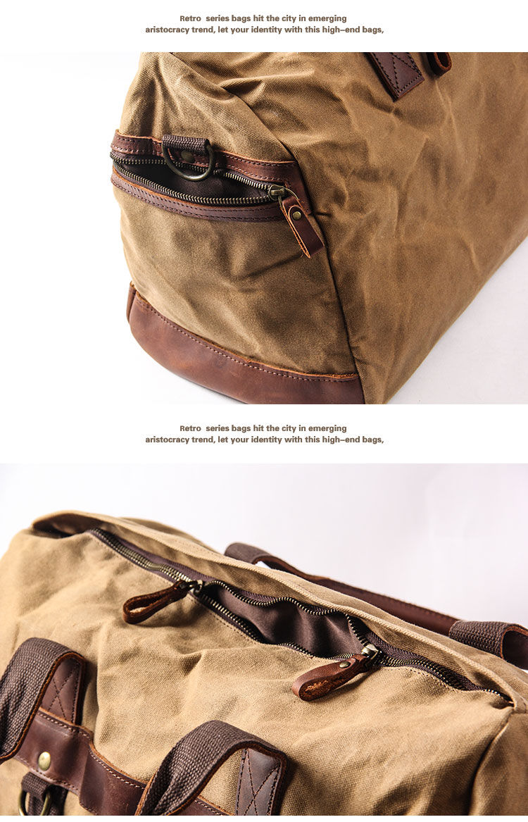 Thumbnail: Men's WaterProof Waxed Leather Canvas Travel Bag