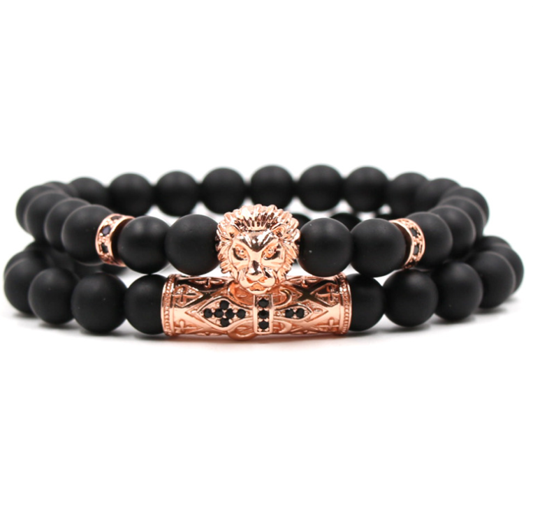 Miniatura: Men's Classic Black Beads 2pc/Set Bracelet