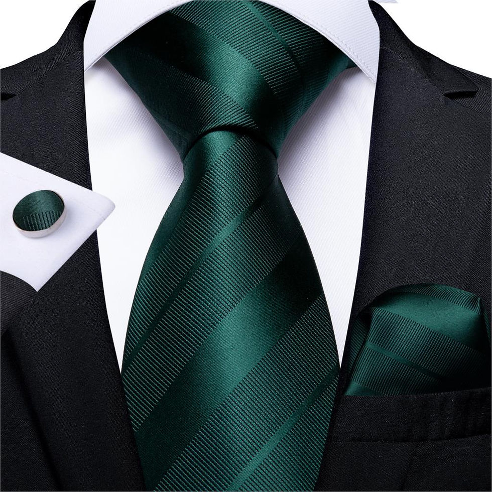 Thumbnail: DiBanGu Men's Silk Novelty Hanky Cufflink + Tie Set