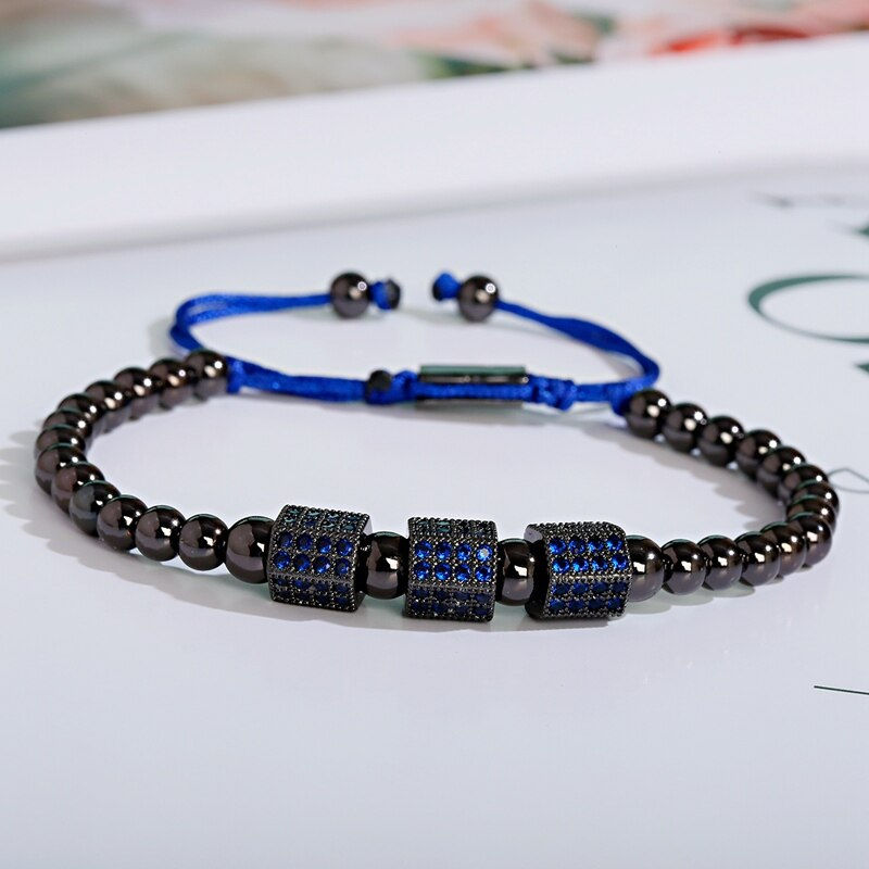 الصورة المصغرة: Men's Luxury Blue Crown Weaving Bracelet
