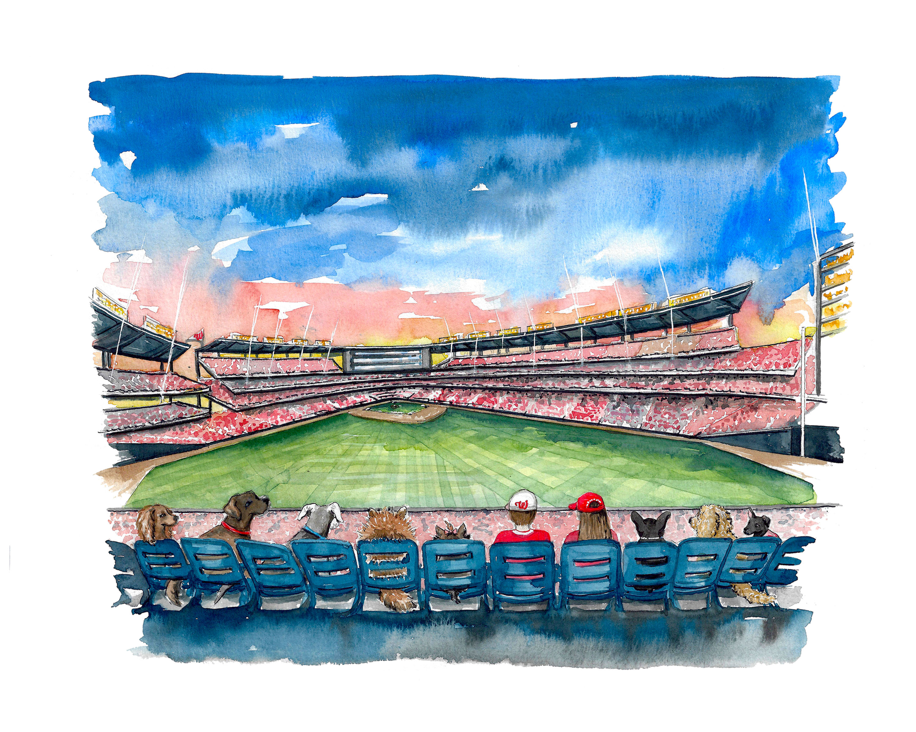 Pups at the Park Giclee Watercolor Print