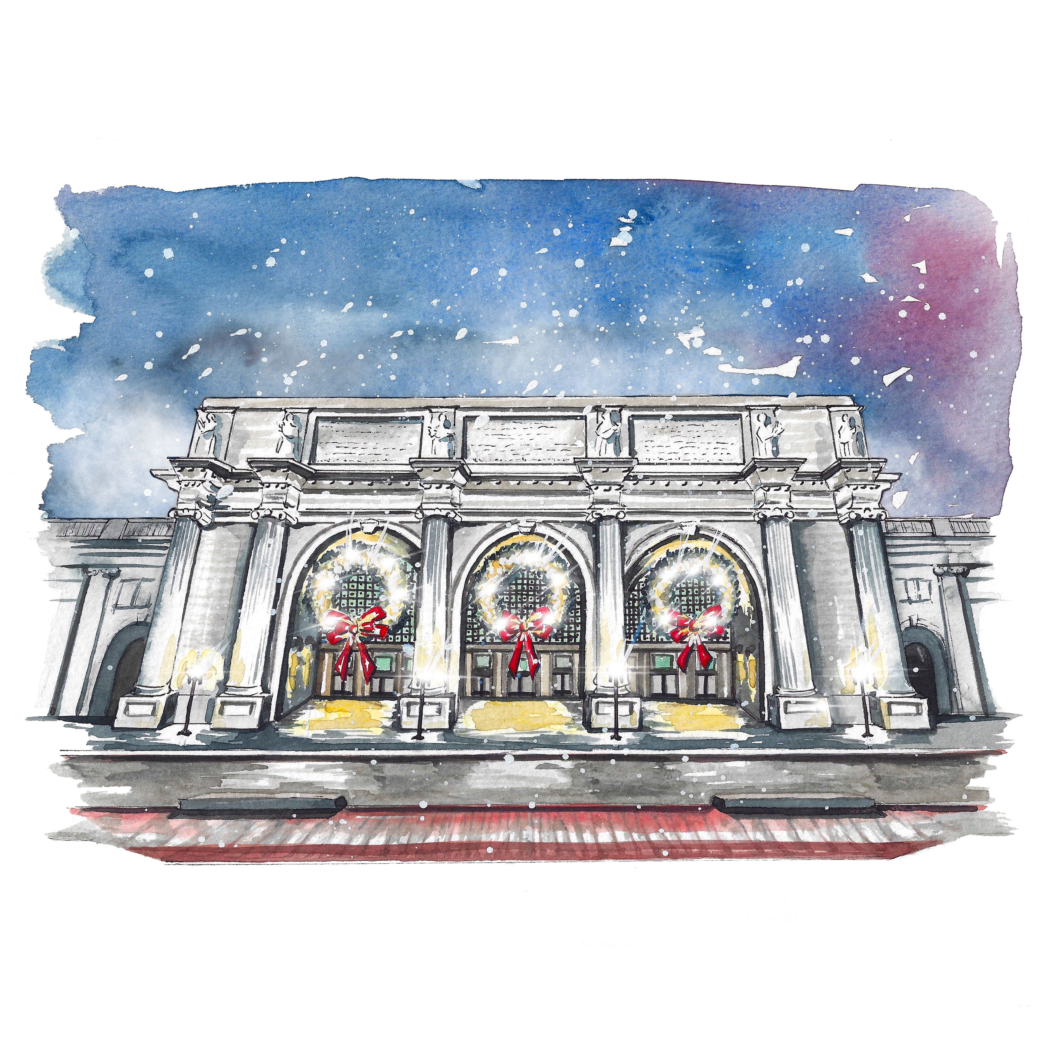 Union Station Watercolor Giclee Print or Greeting Card