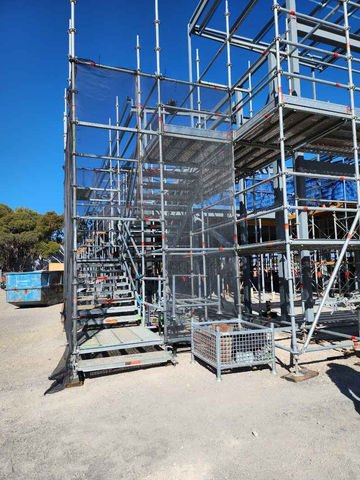 Brick façade scaffolding installed for multi-stage construction in Adelaide